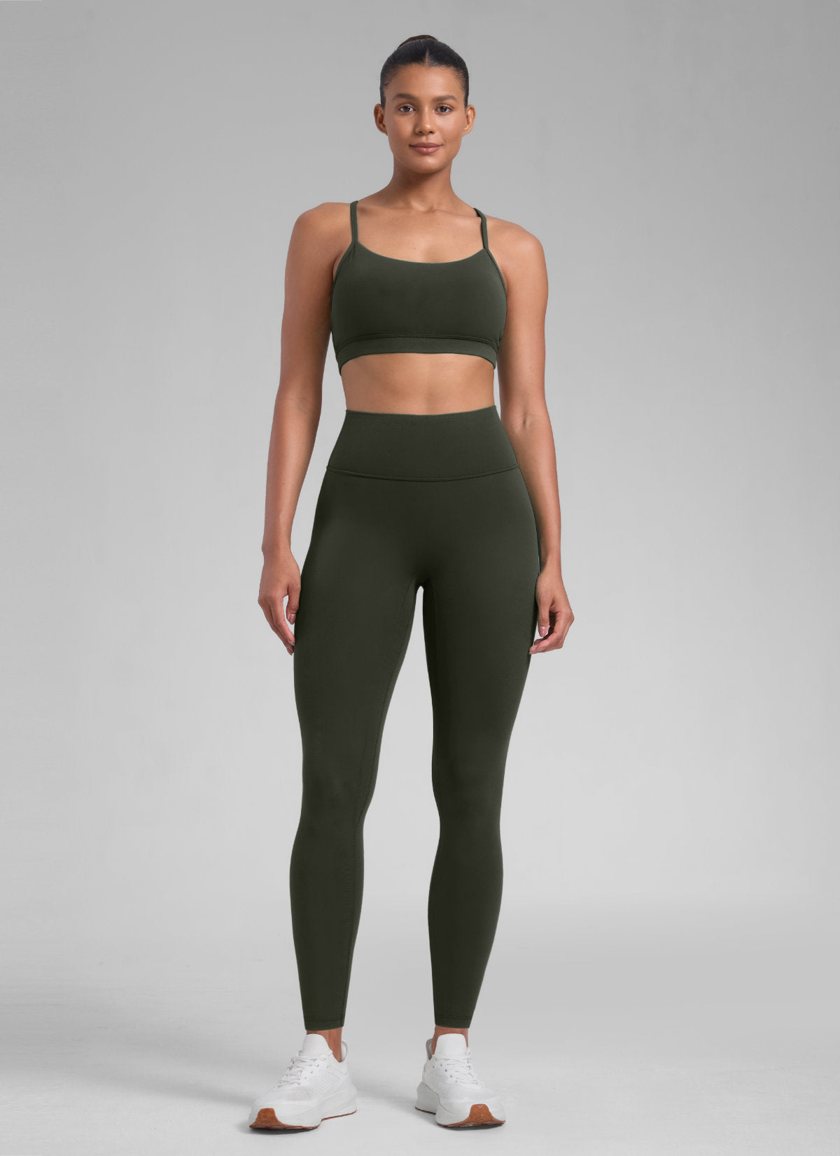 CRZ YOGA Butterlift Leggings Sin Costura Delantera para Mujer Verde Oliva