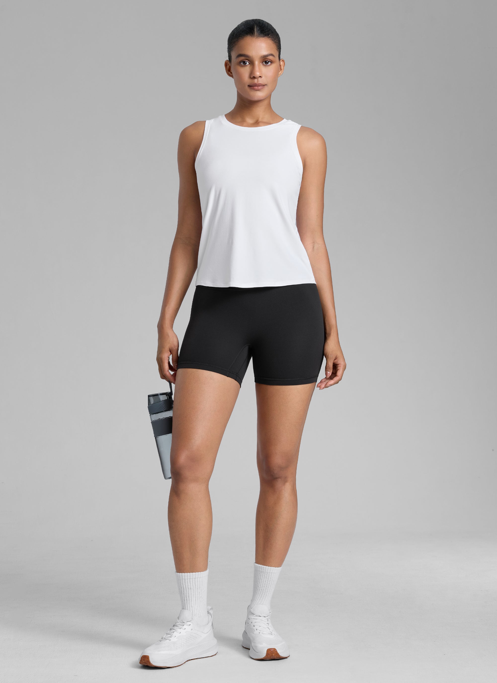 CRZ YOGA  Butterlift Leggings Cortos con el Culo Esreujado de 4 Pulgadas para Mujer Negro