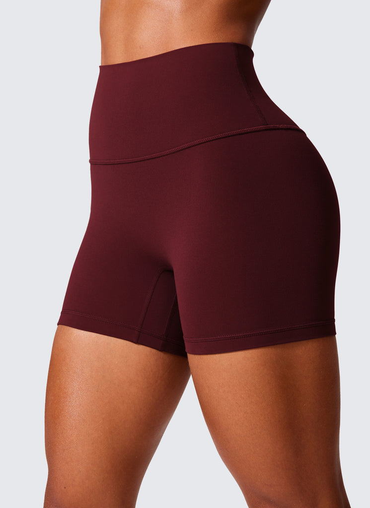 CRZ YOGA  Butterlift Leggings Cortos con el Culo Esreujado de 4 Pulgadas para Mujer Merlot Rojo