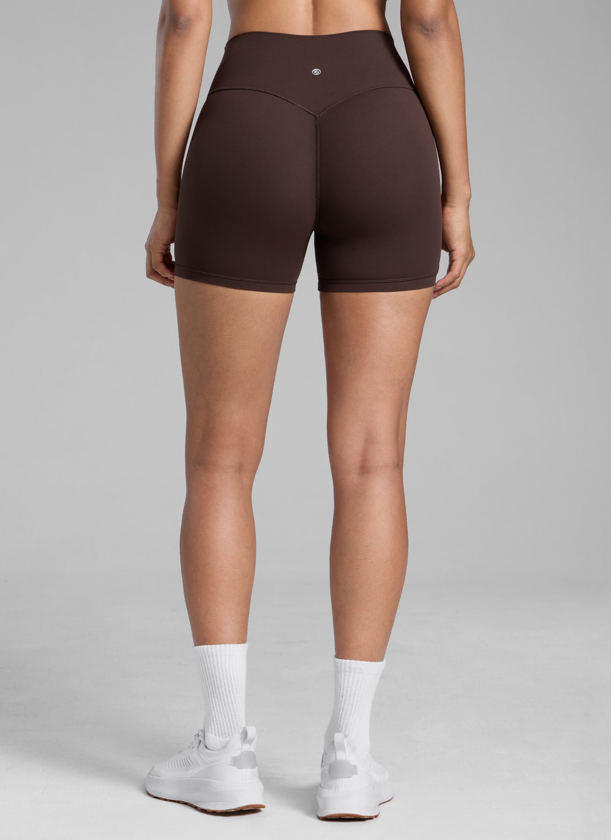CRZ YOGA  Butterlift Leggings Cortos con el Culo Esreujado de 4 Pulgadas para Mujer Marrón Fudge Caliente