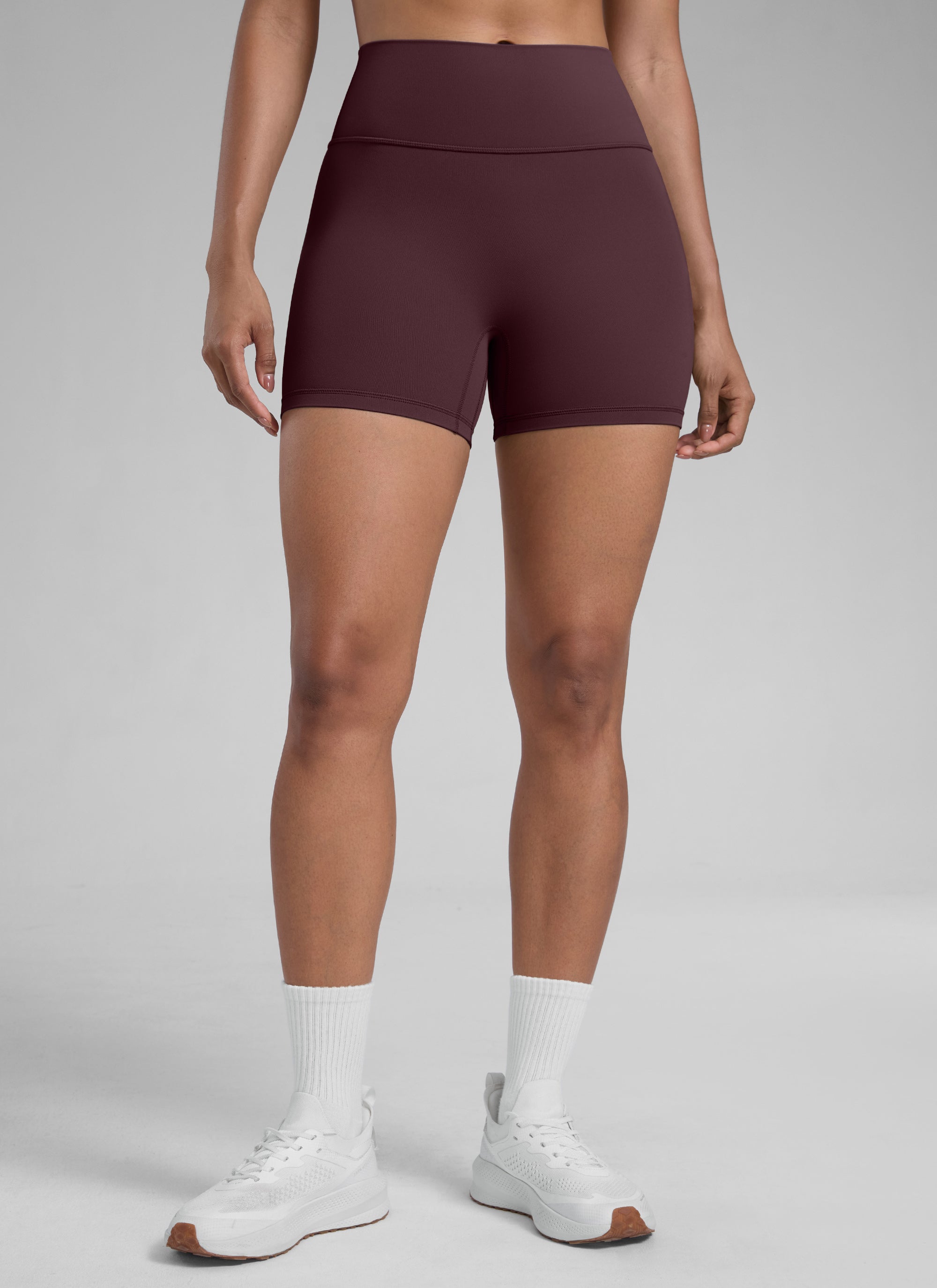 CRZ YOGA  Butterlift Leggings Cortos con el Culo Esreujado de 4 Pulgadas para Mujer Ciruela madura