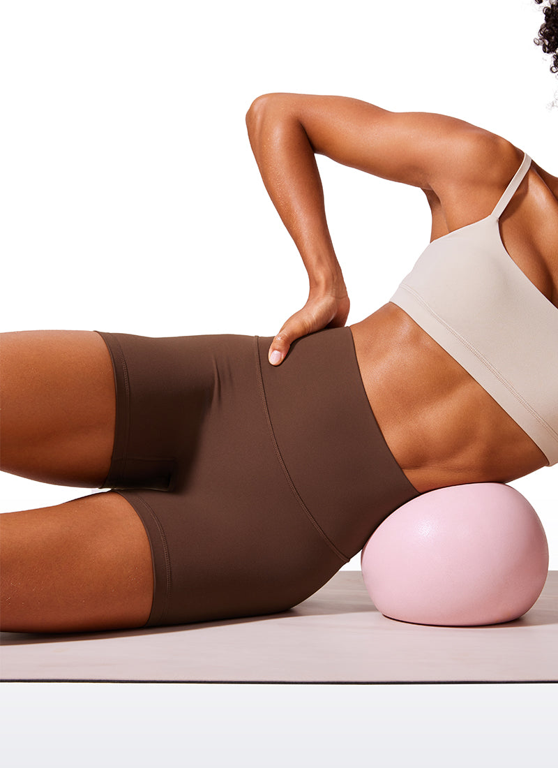 CRZ YOGA  Butterlift Leggings Cortos con el Culo Esreujado de 4 Pulgadas para Mujer Café Morena