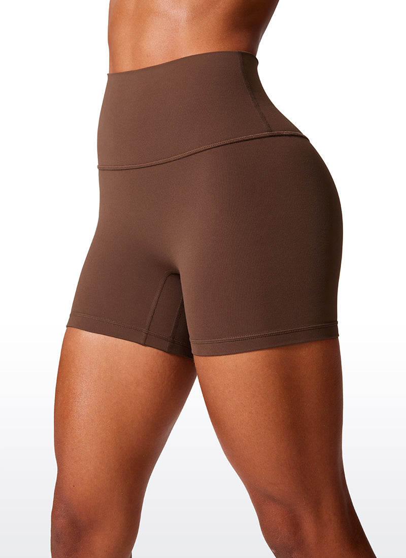 CRZ YOGA  Butterlift Leggings Cortos con el Culo Esreujado de 4 Pulgadas para Mujer Café Morena
