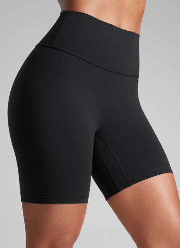 CRZ YOGA Butterlift Leggings Cortos Mujer 6'' con Culo Fruncido Negro
