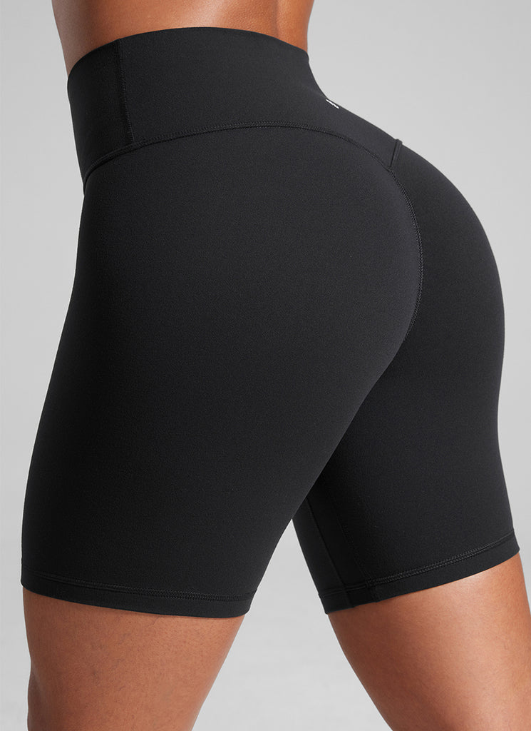 CRZ YOGA Butterlift Leggings Cortos Mujer 6'' con Culo Fruncido Negro