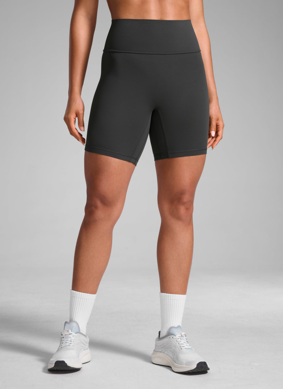 CRZ YOGA Butterlift Leggings Cortos Mujer 6'' con Culo Fruncido Gris misterioso