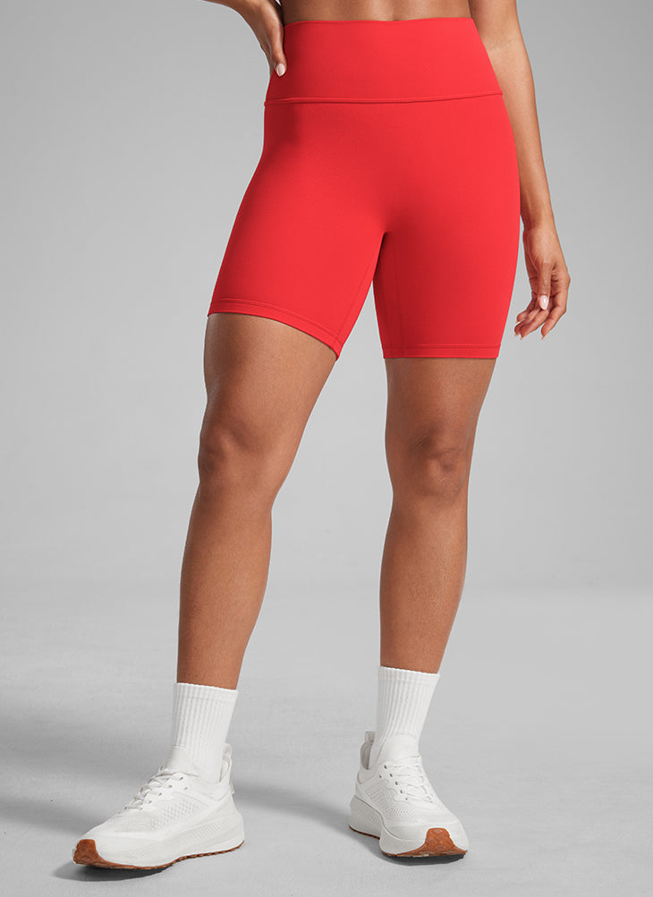 CRZ YOGA Butterlift Leggings Cortos Mujer 6'' con Culo Fruncido Rojo Profundo