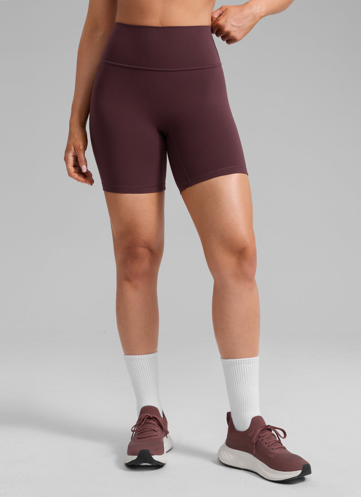 CRZ YOGA Butterlift Leggings Cortos Mujer 6'' con Culo Fruncido Ciruela madura