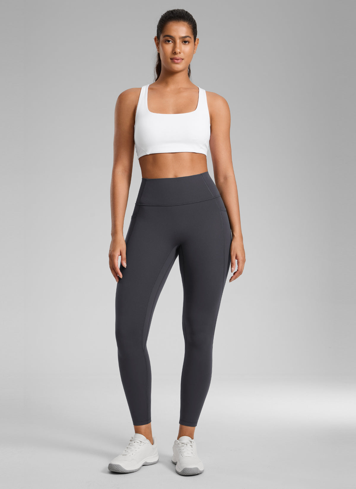 CRZ YOGA Leggings Butterlift Cintura Alta Sin Costura con Bolsillos Gris misterioso