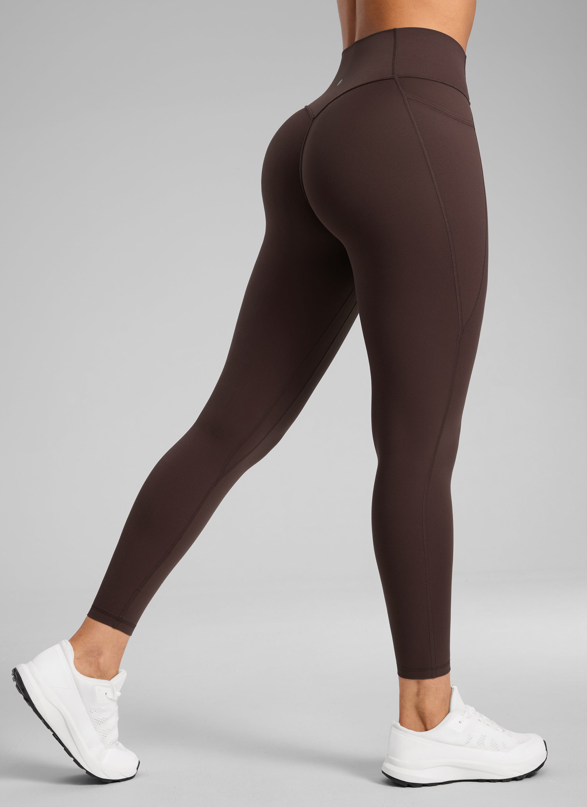 CRZ YOGA Leggings Butterlift Cintura Alta Sin Costura con Bolsillos Marrón Fudge Caliente