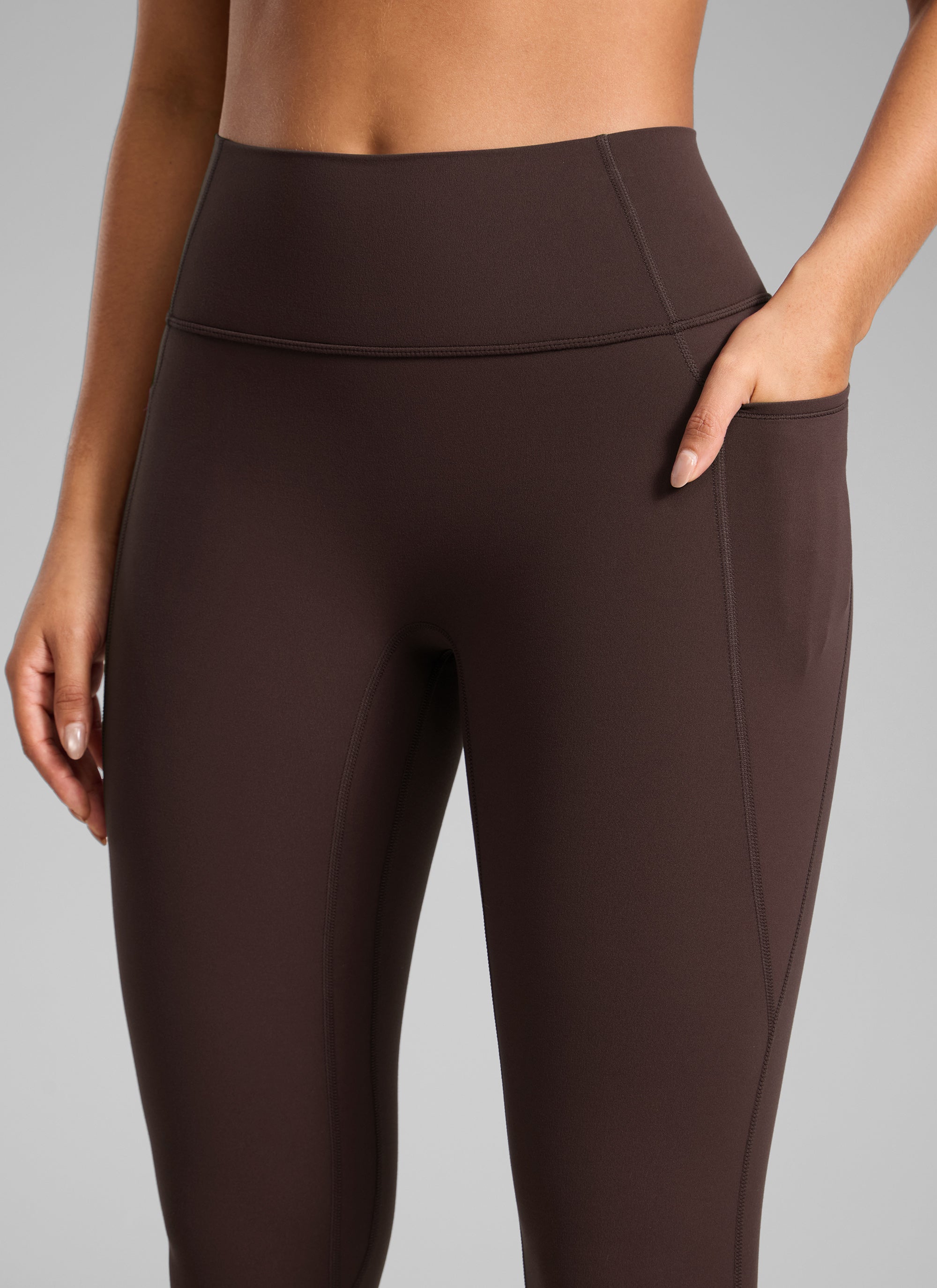 CRZ YOGA Leggings Butterlift Cintura Alta Sin Costura con Bolsillos Marrón Fudge Caliente