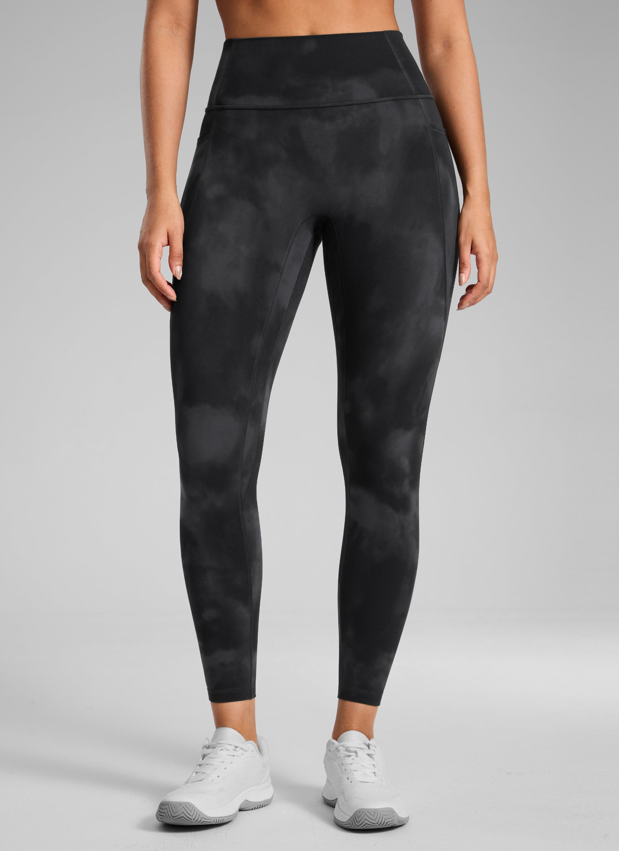 CRZ YOGA Leggings Butterlift Cintura Alta Sin Costura con Bolsillos Flores De Tinte Negro