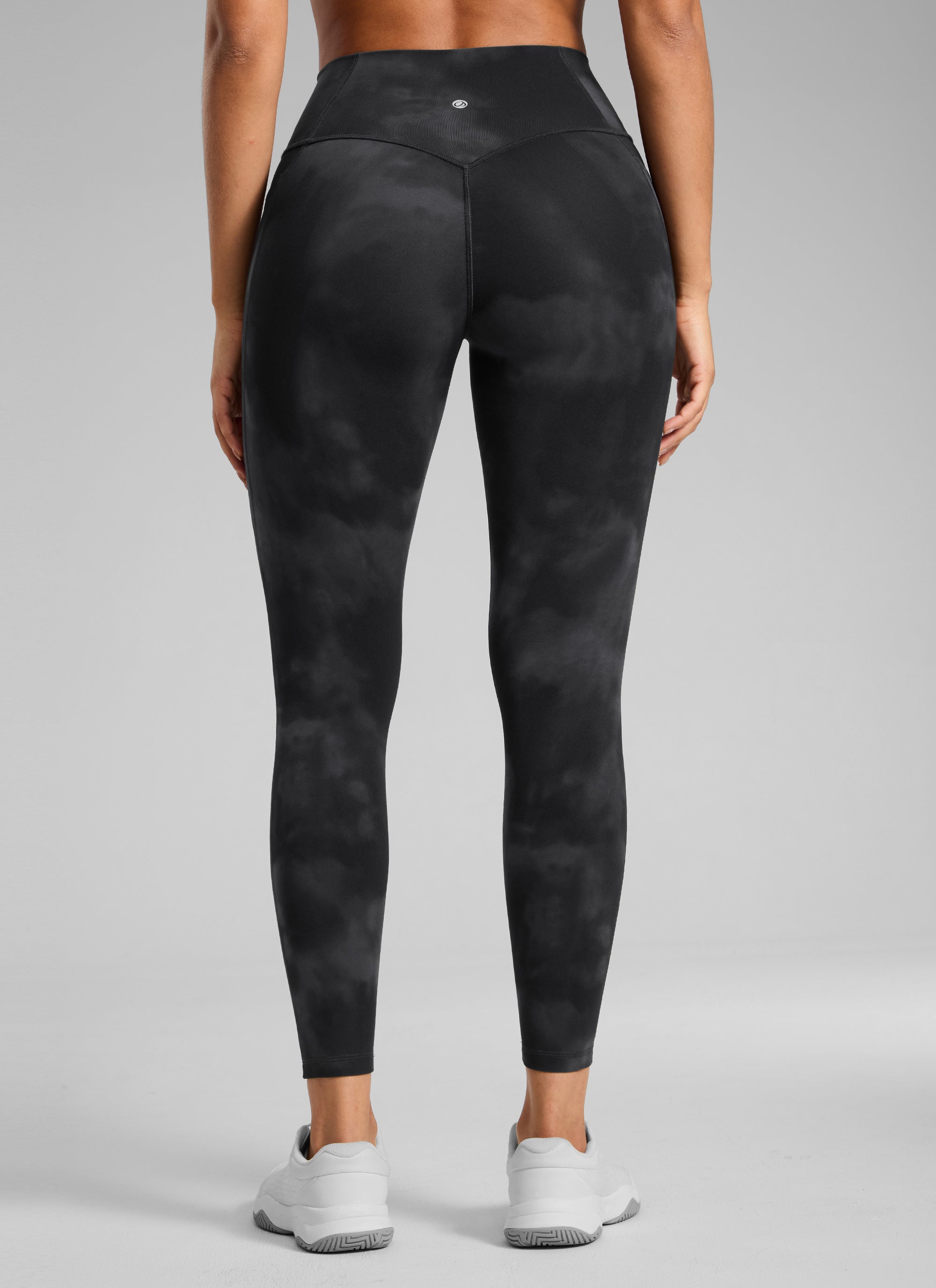 CRZ YOGA Leggings Butterlift Cintura Alta Sin Costura con Bolsillos Flores De Tinte Negro