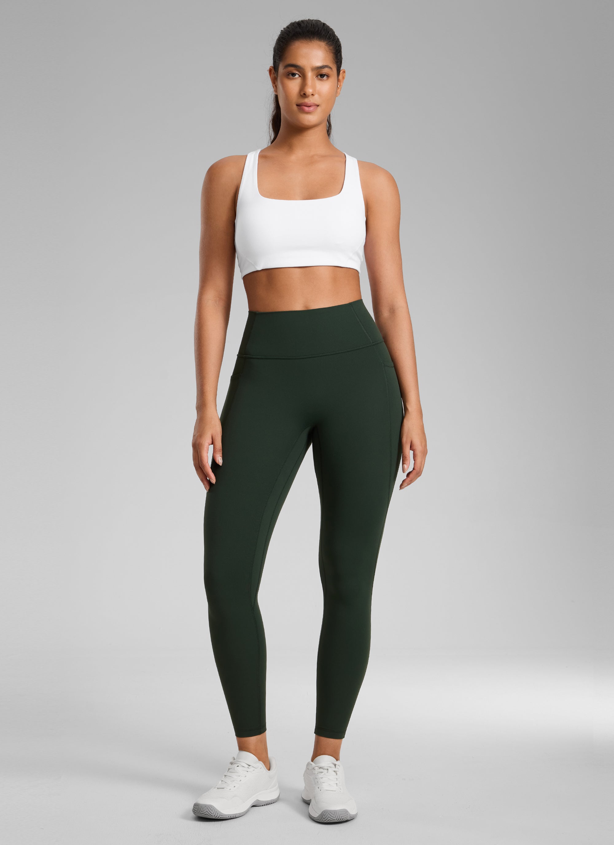 CRZ YOGA Leggings Butterlift Cintura Alta Sin Costura con Bolsillos Leyenda Verde