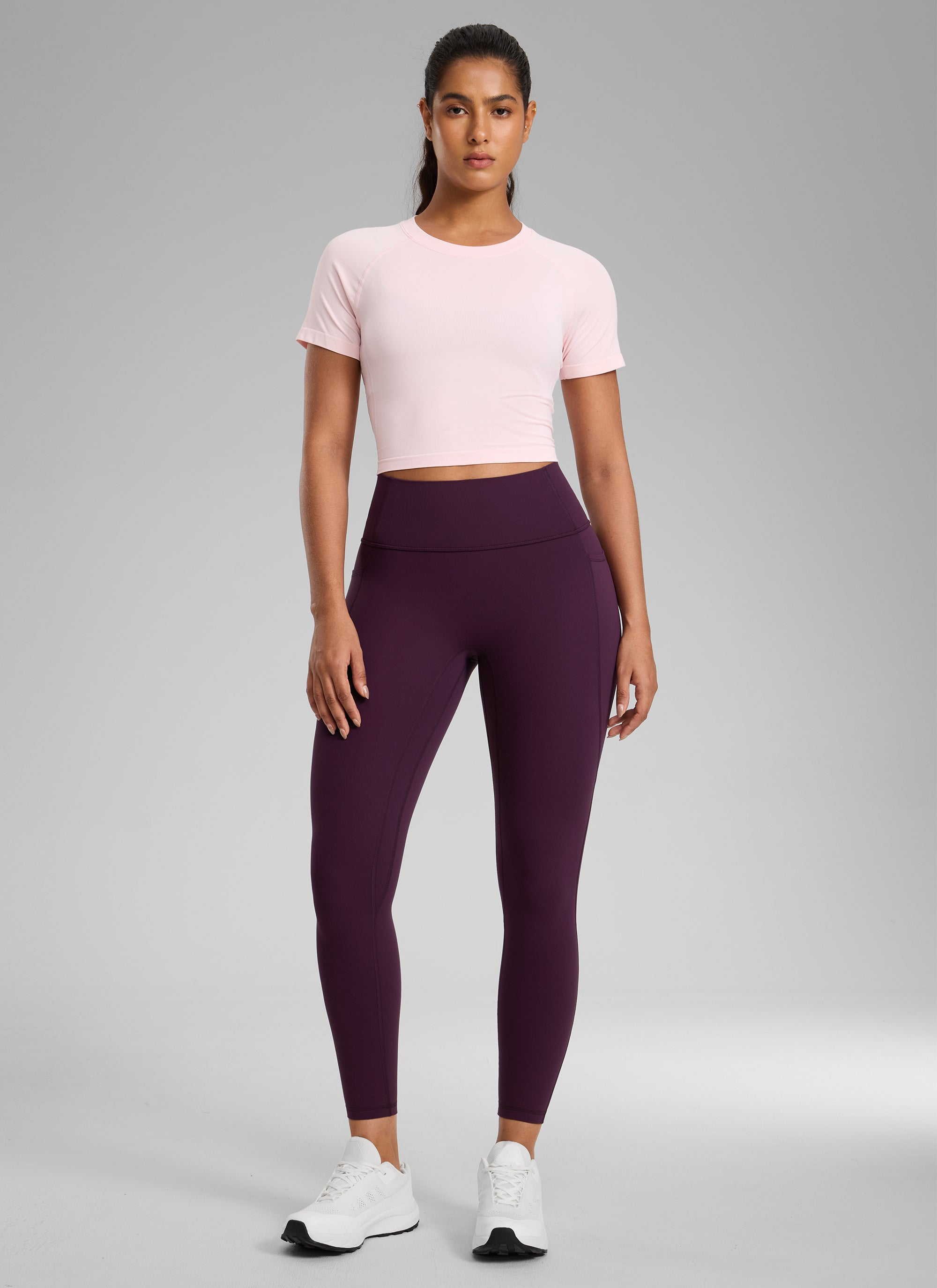 CRZ YOGA Leggings Butterlift Cintura Alta Sin Costura con Bolsillos Deep Purple