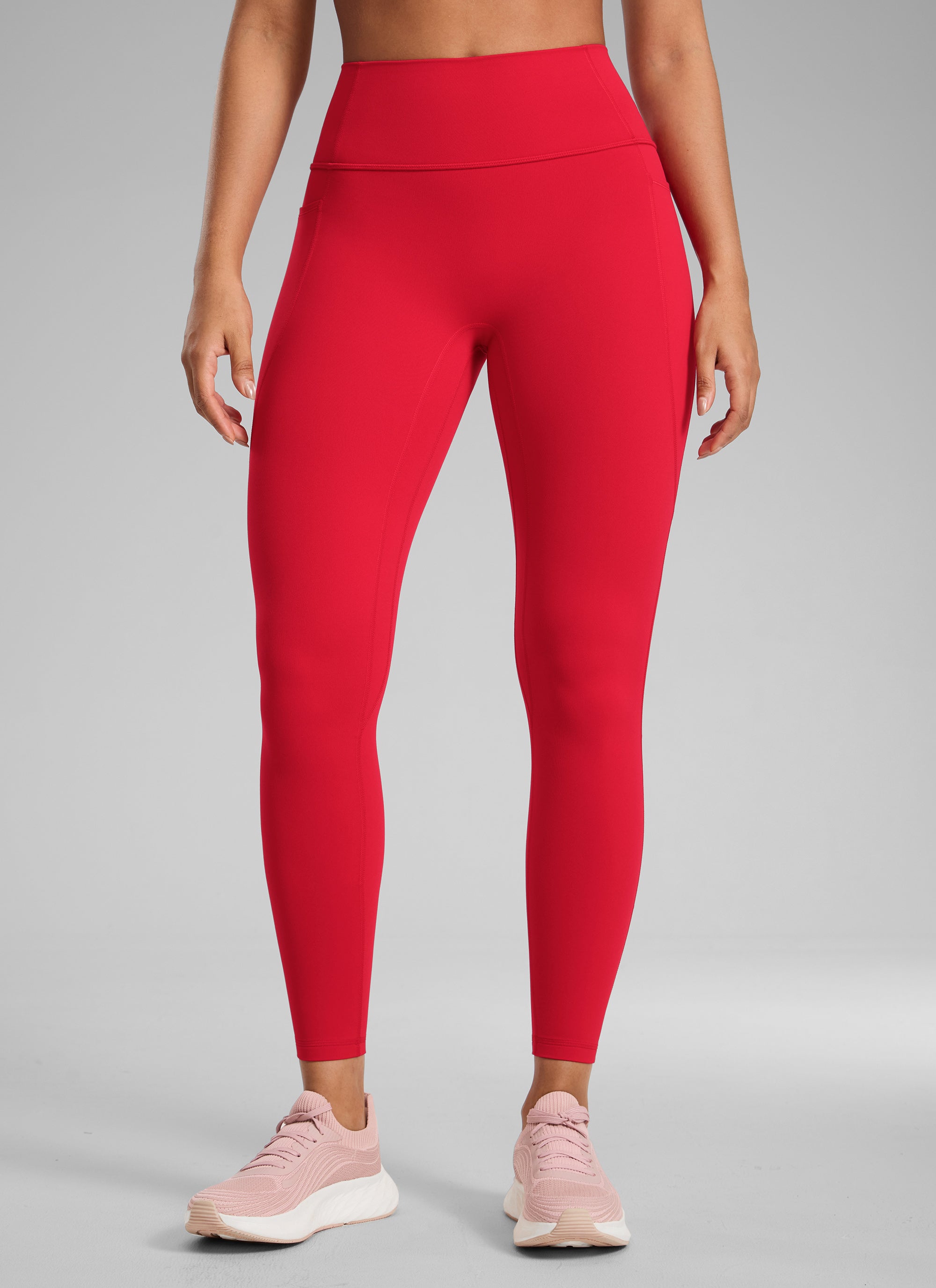 CRZ YOGA Leggings Butterlift Cintura Alta Sin Costura con Bolsillos Rojo Aurora