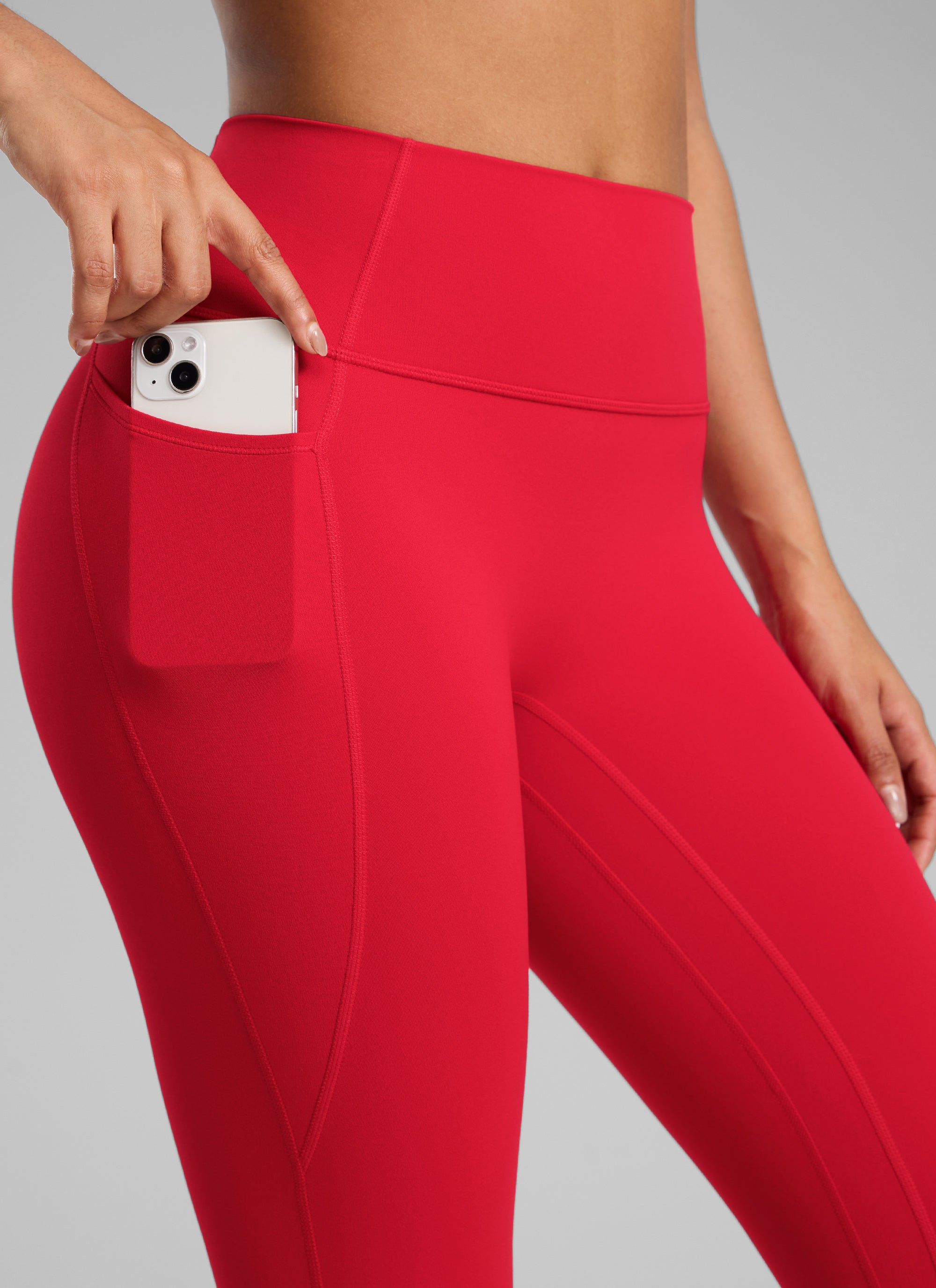 CRZ YOGA Leggings Butterlift Cintura Alta Sin Costura con Bolsillos Rojo Aurora