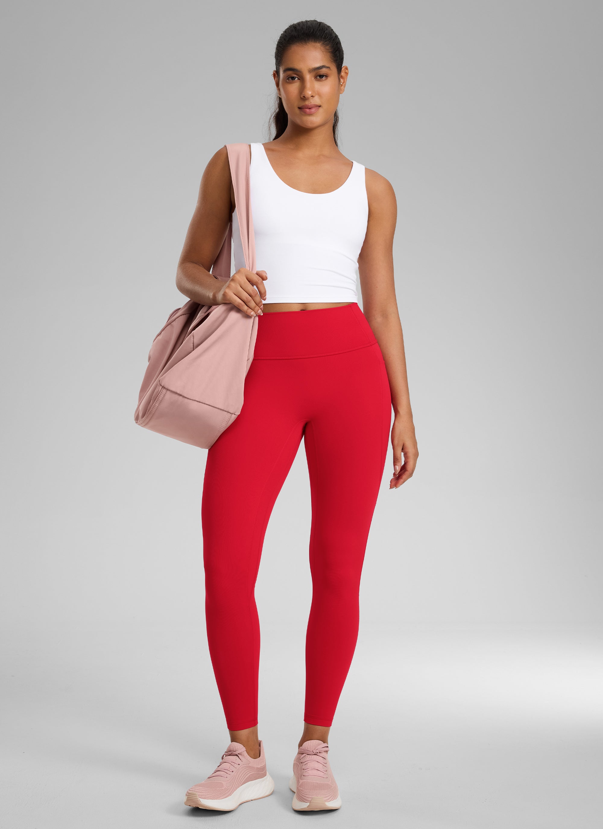 CRZ YOGA Leggings Butterlift Cintura Alta Sin Costura con Bolsillos Rojo Aurora