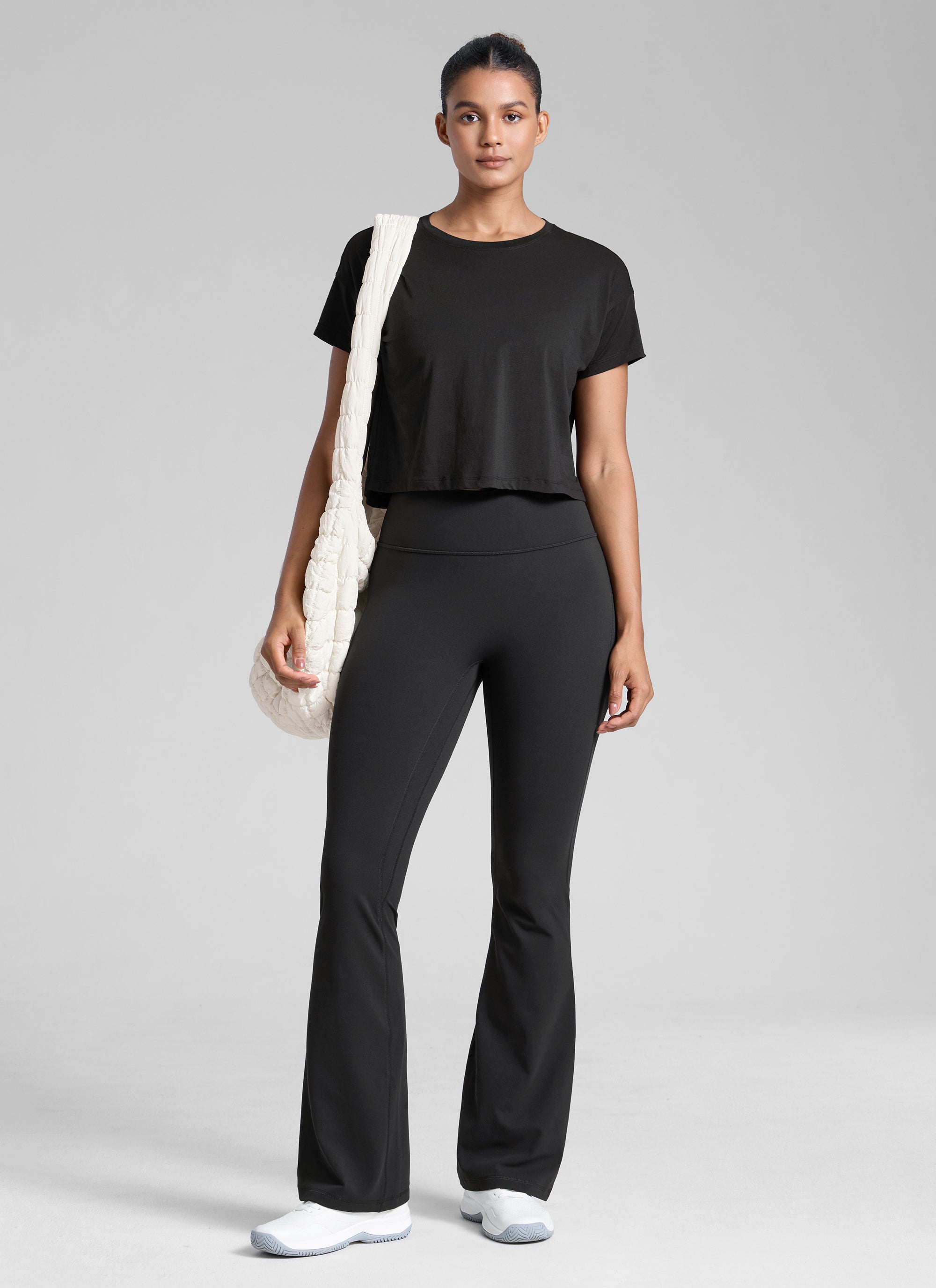 CRZ YOGA  Butterlift Leggings con Pliegues Ocultos de 32 Pulgadas para Mujer Negro