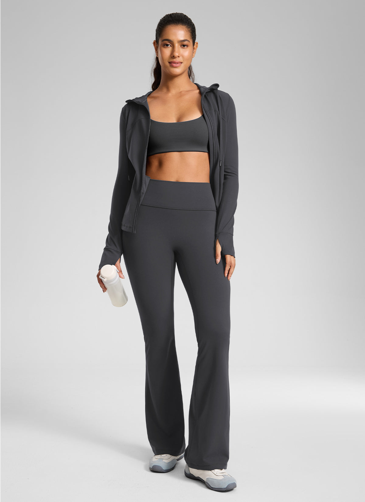 CRZ YOGA  Butterlift Leggings con Pliegues Ocultos de 32 Pulgadas para Mujer Gris misterioso