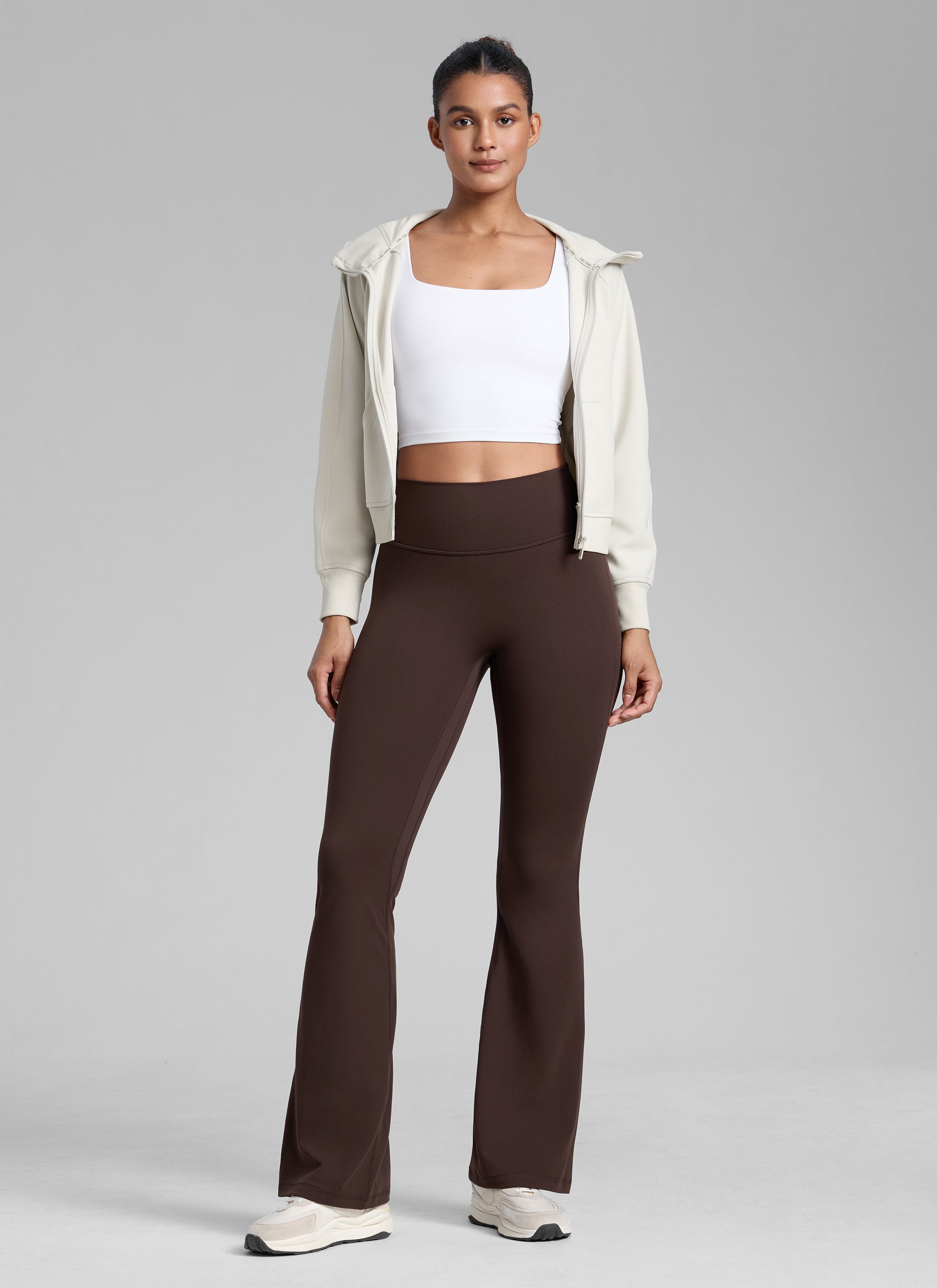 CRZ YOGA  Butterlift Leggings con Pliegues Ocultos de 32 Pulgadas para Mujer Marrón Fudge Caliente