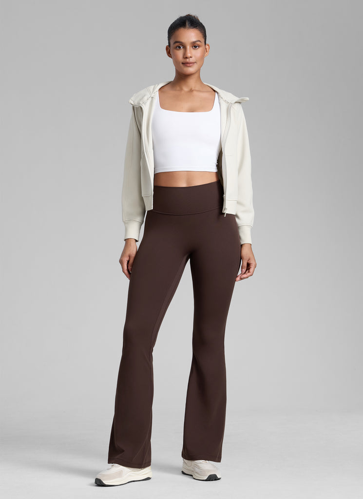 CRZ YOGA  Butterlift Leggings con Pliegues Ocultos de 32 Pulgadas para Mujer Marrón Fudge Caliente