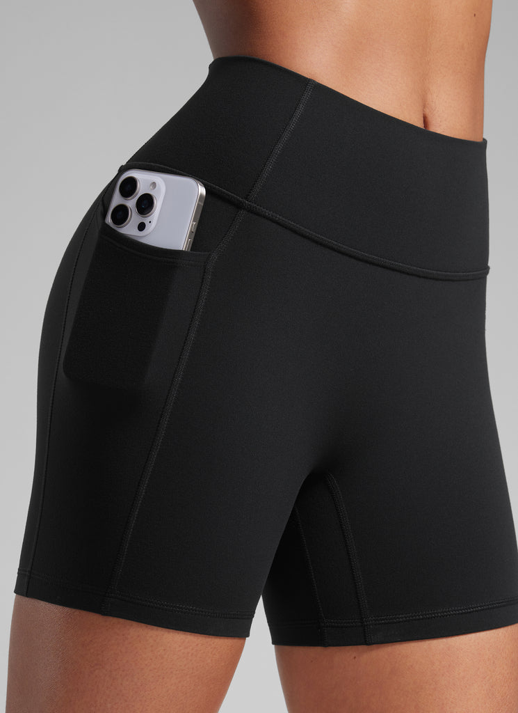 CRZ YOGA Butterlift Shorts Mujer 5'' Culo Fruncido sin Costura Negro