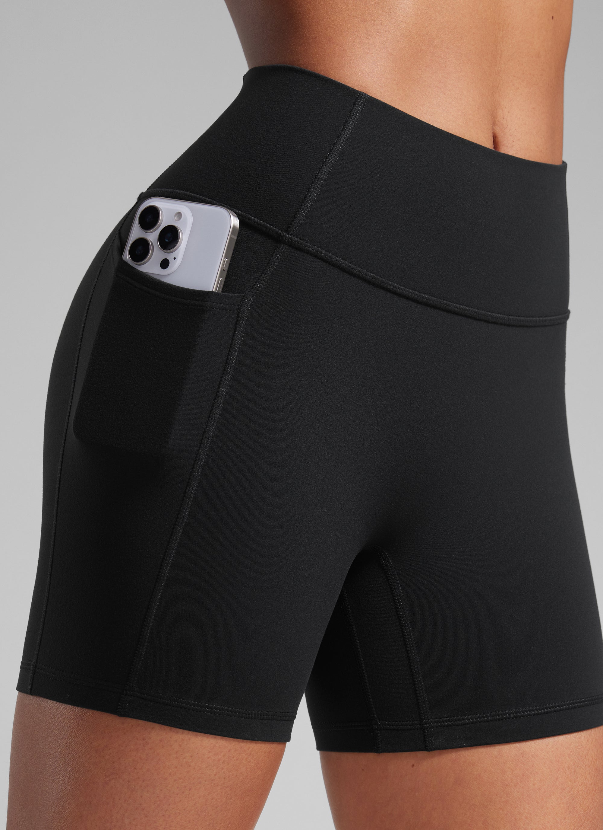 CRZ YOGA Butterlift Shorts Mujer 5'' Culo Fruncido sin Costura Negro