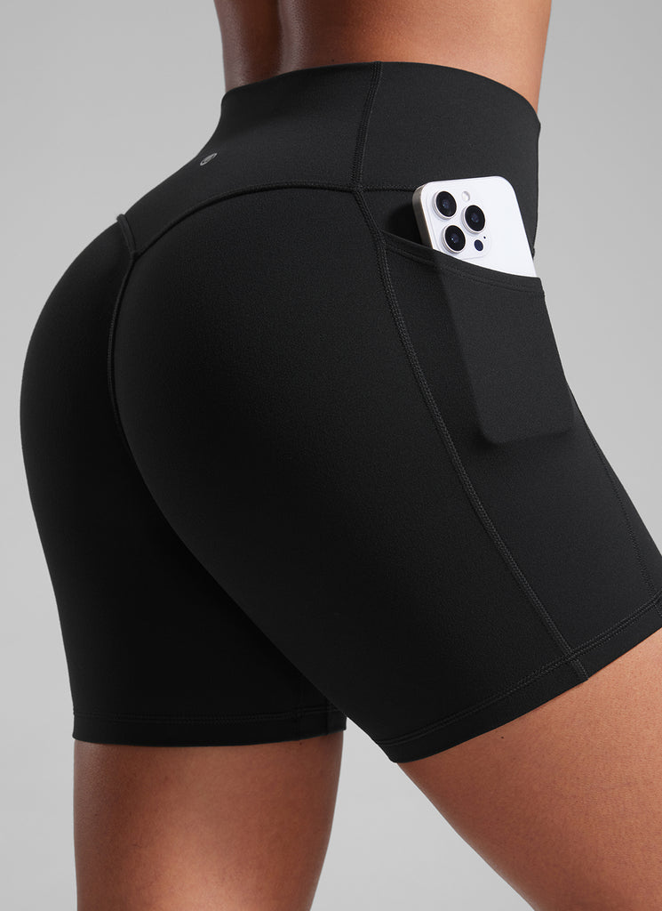 CRZ YOGA Butterlift Shorts Mujer 5'' Culo Fruncido sin Costura Negro