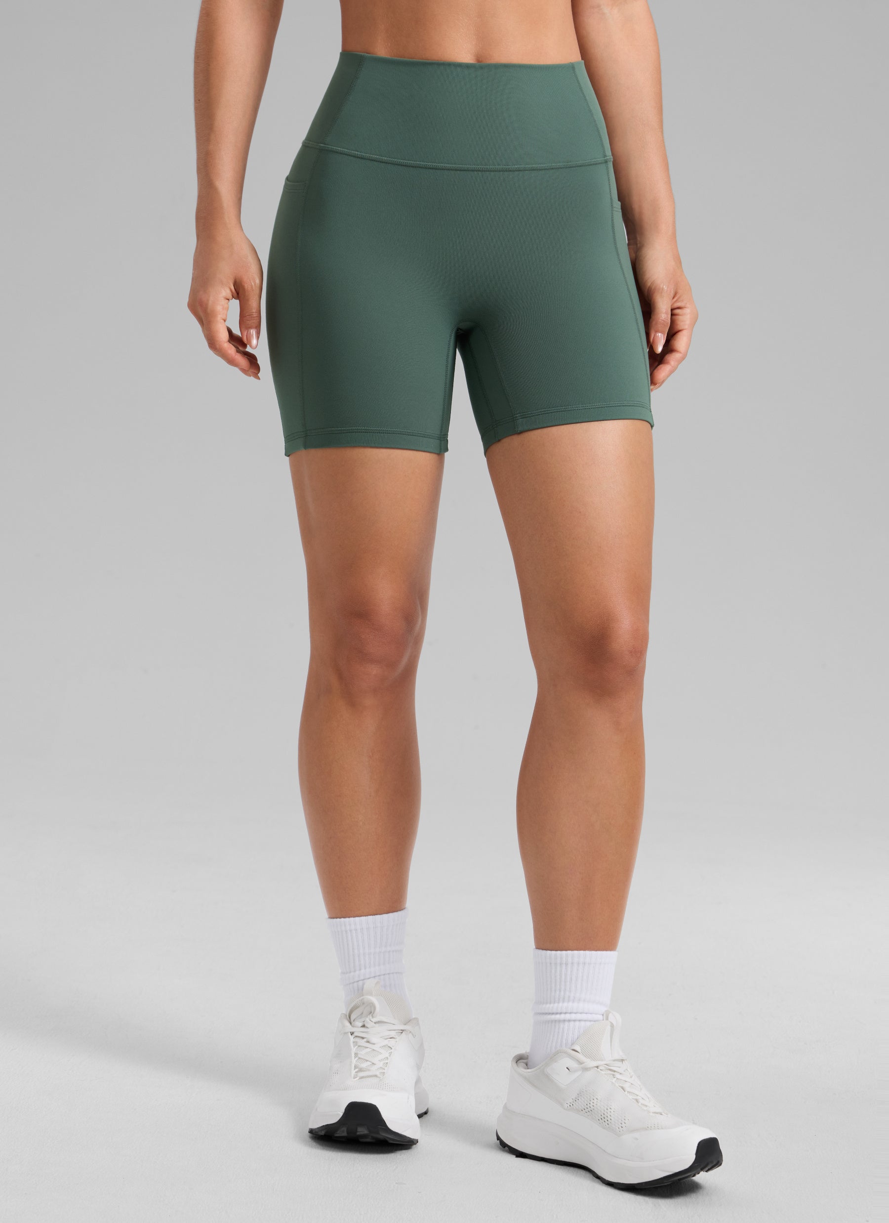 CRZ YOGA Butterlift Shorts Mujer 5'' Culo Fruncido sin Costura Verde Bosque Oscuro
