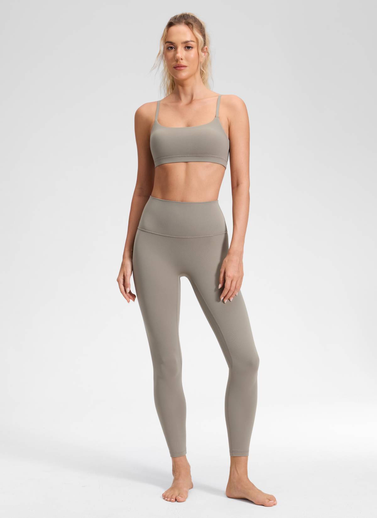 CRZ YOGA Leggings Mujer Yoga Butterluxe Talle Alto sin Costura Frontal Gris Ceniza Cálido