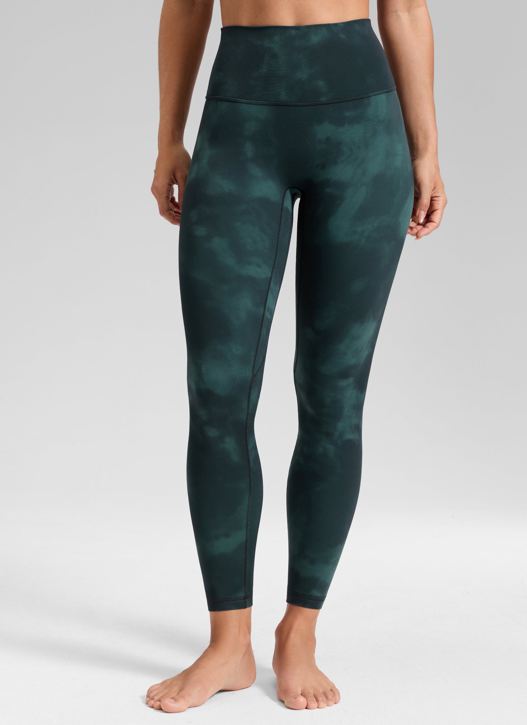CRZ YOGA Leggings Mujer Yoga Butterluxe Talle Alto sin Costura Frontal Flores de teñido anudado verde esmeralda