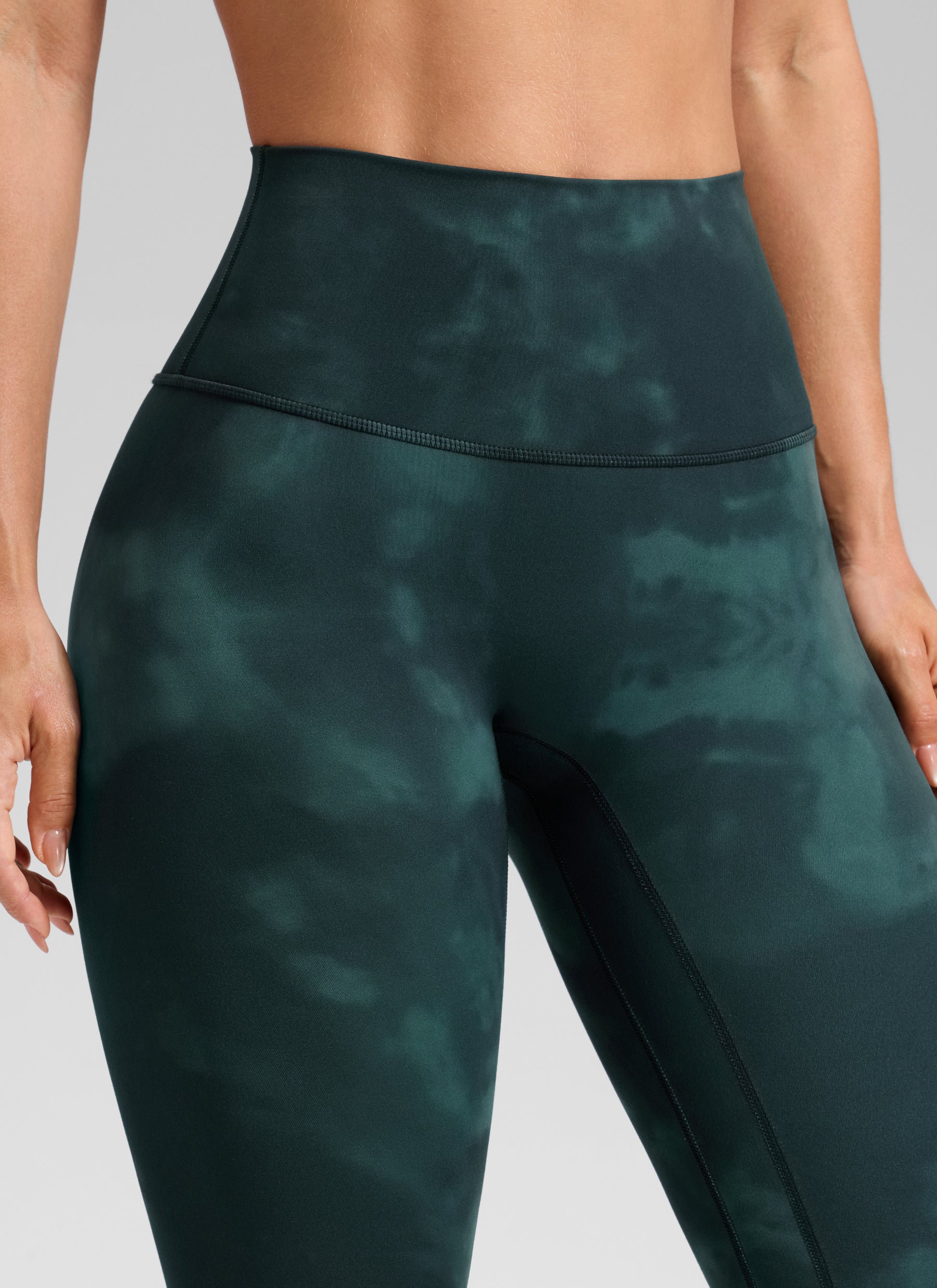CRZ YOGA Leggings Mujer Yoga Butterluxe Talle Alto sin Costura Frontal Flores de teñido anudado verde esmeralda
