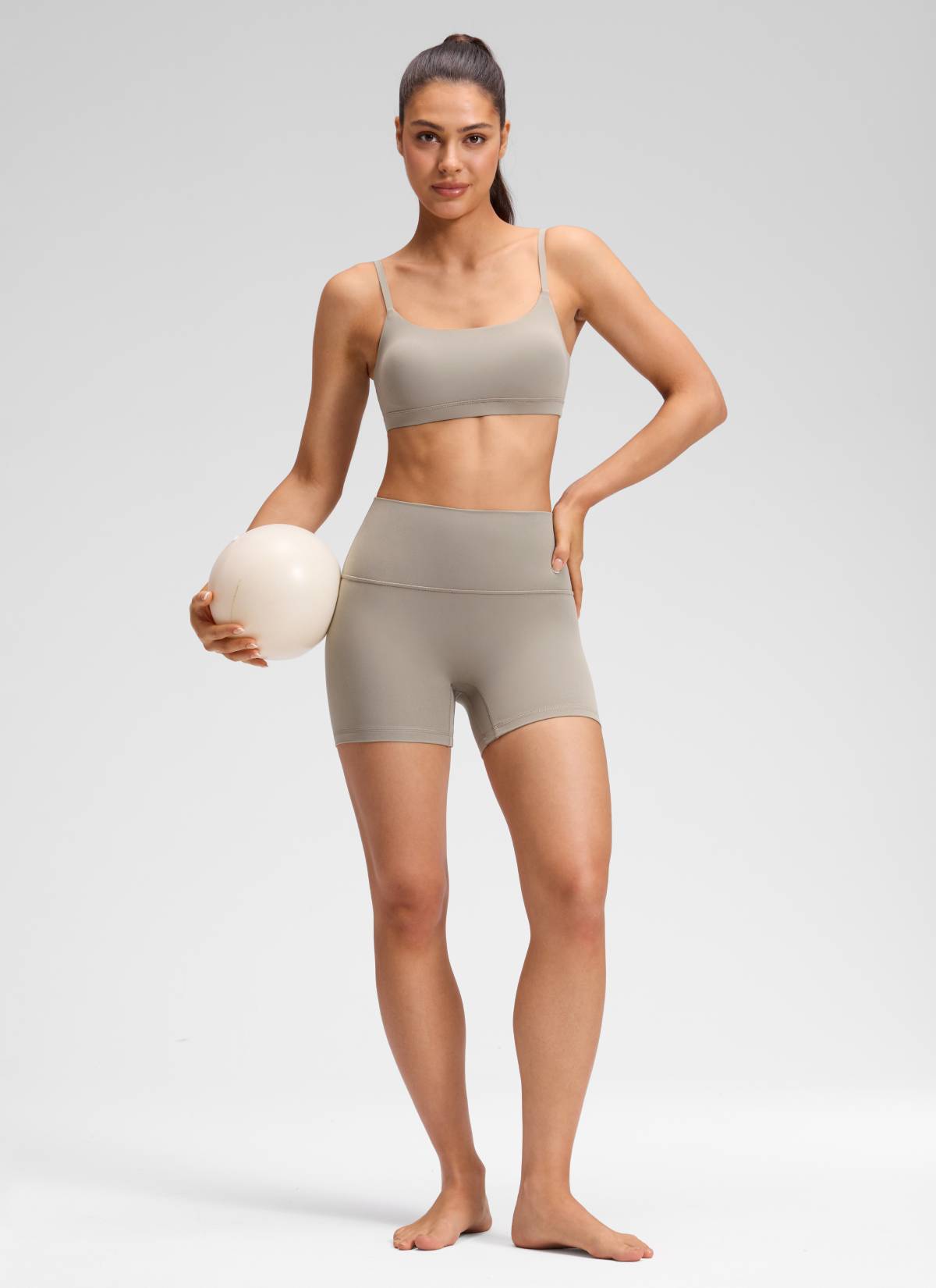CRZ YOGA Mujer Butterluxe Shorts de Yoga Sin Costura Frontal de 4 pulg Gris Ceniza Cálido