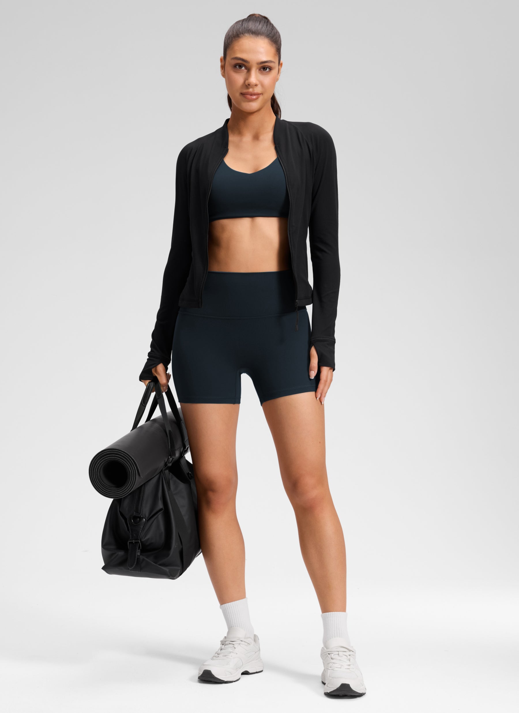 CRZ YOGA Mujer Butterluxe Shorts de Yoga Sin Costura Frontal de 4 pulg True Navy