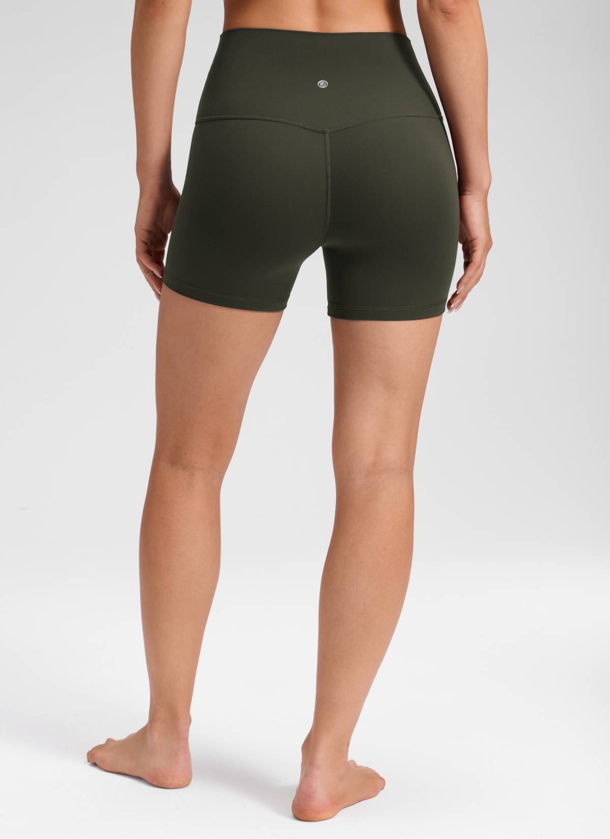 CRZ YOGA Mujer Butterluxe Shorts de Yoga Sin Costura Frontal de 4 pulg Verde Oliva