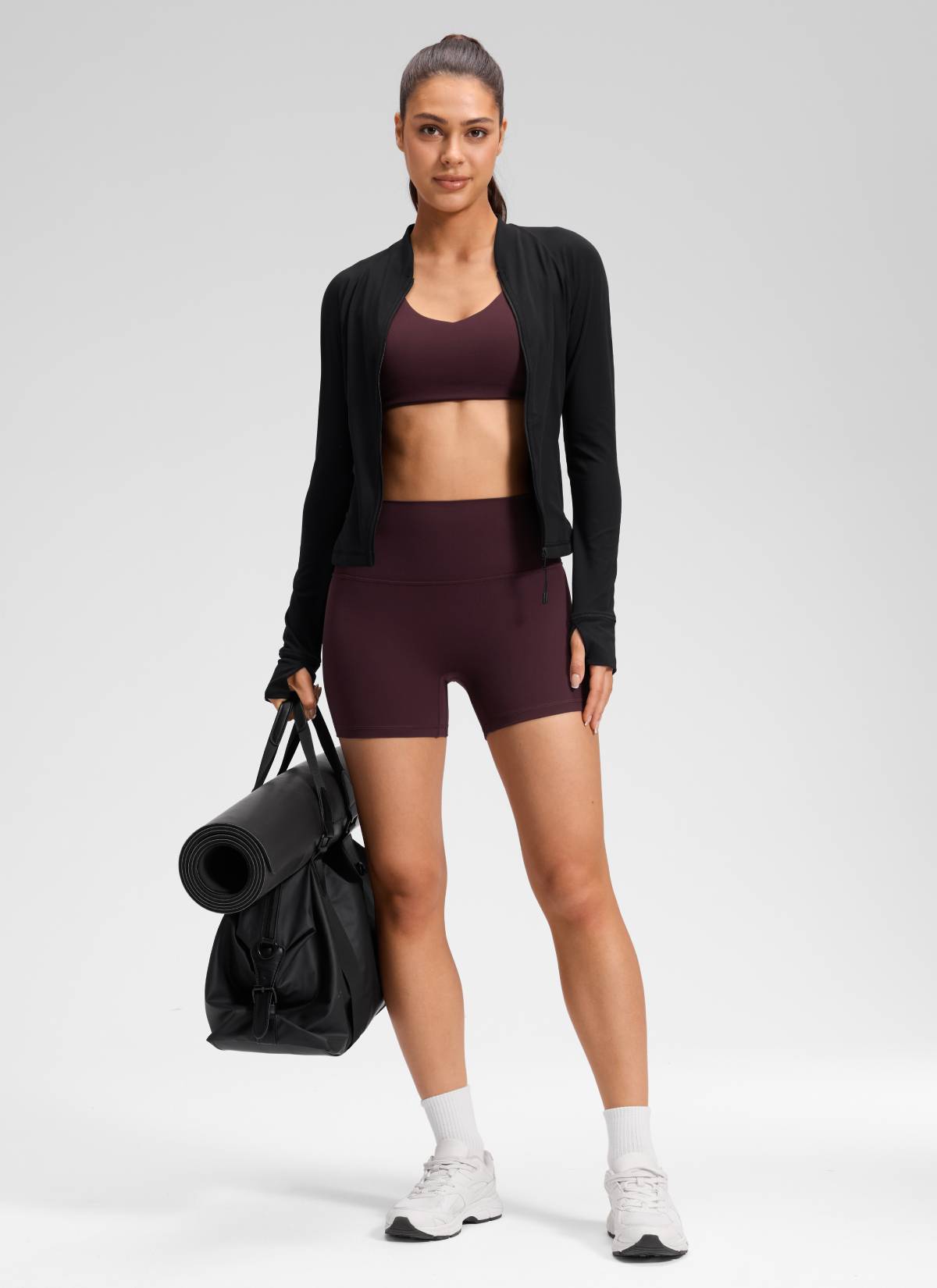 CRZ YOGA Mujer Butterluxe Shorts de Yoga Sin Costura Frontal de 4 pulg Ciruela madura
