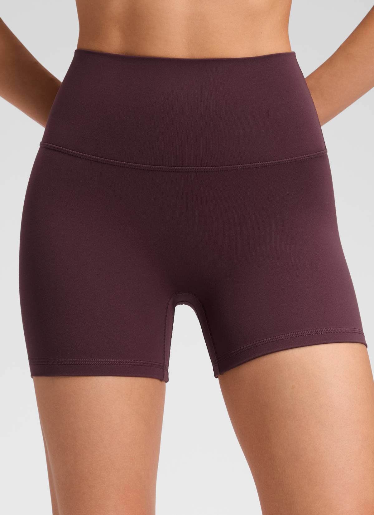 CRZ YOGA Mujer Butterluxe Shorts de Yoga Sin Costura Frontal de 4 pulg Ciruela madura