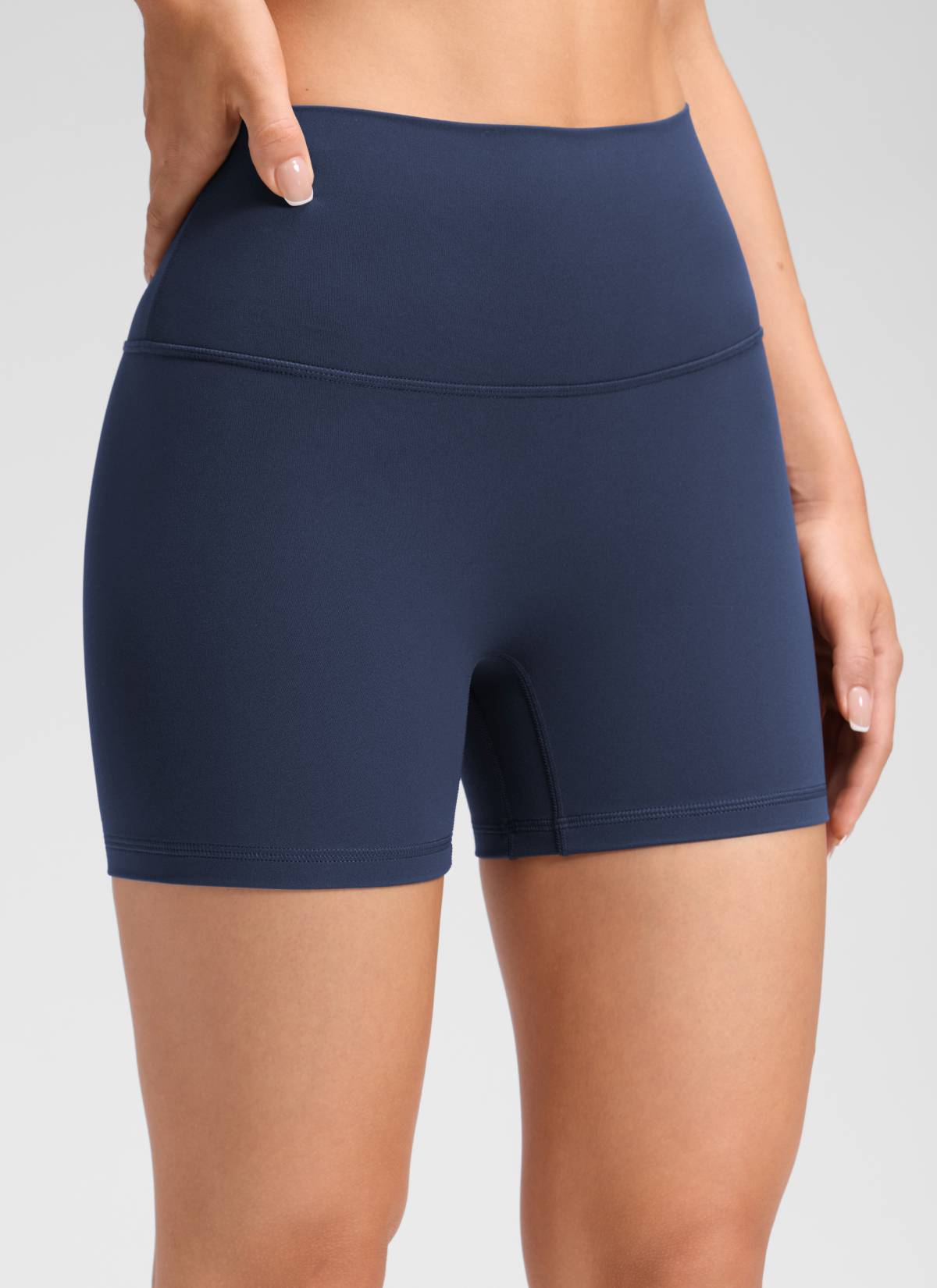 CRZ YOGA Mujer Butterluxe Shorts de Yoga Sin Costura Frontal de 4 pulg Azul Club