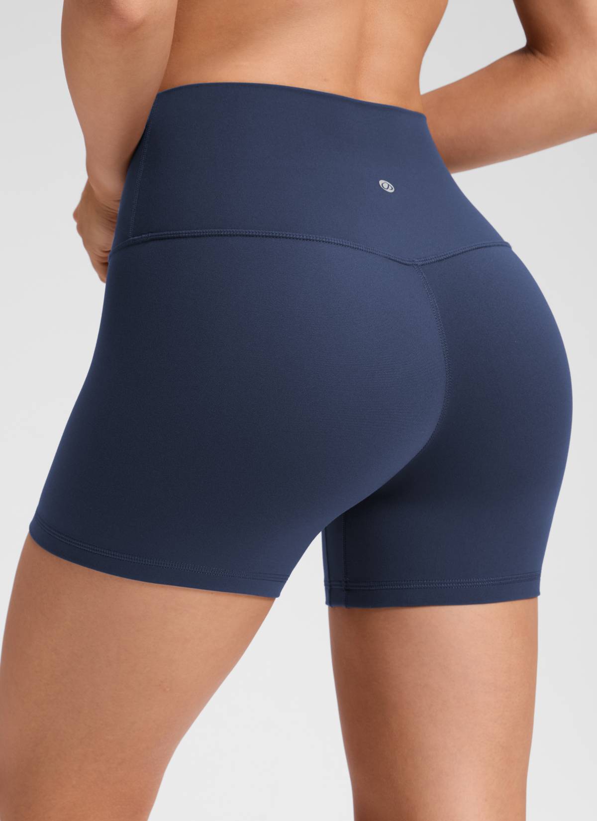 CRZ YOGA Mujer Butterluxe Shorts de Yoga Sin Costura Frontal de 4 pulg Azul Club