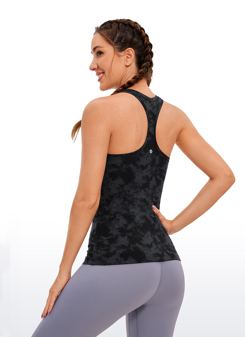 CRZ YOGA Camiseta sin mangas con espalda cruzada Butterluxe para mujer Tinta ahumada Tie Dye