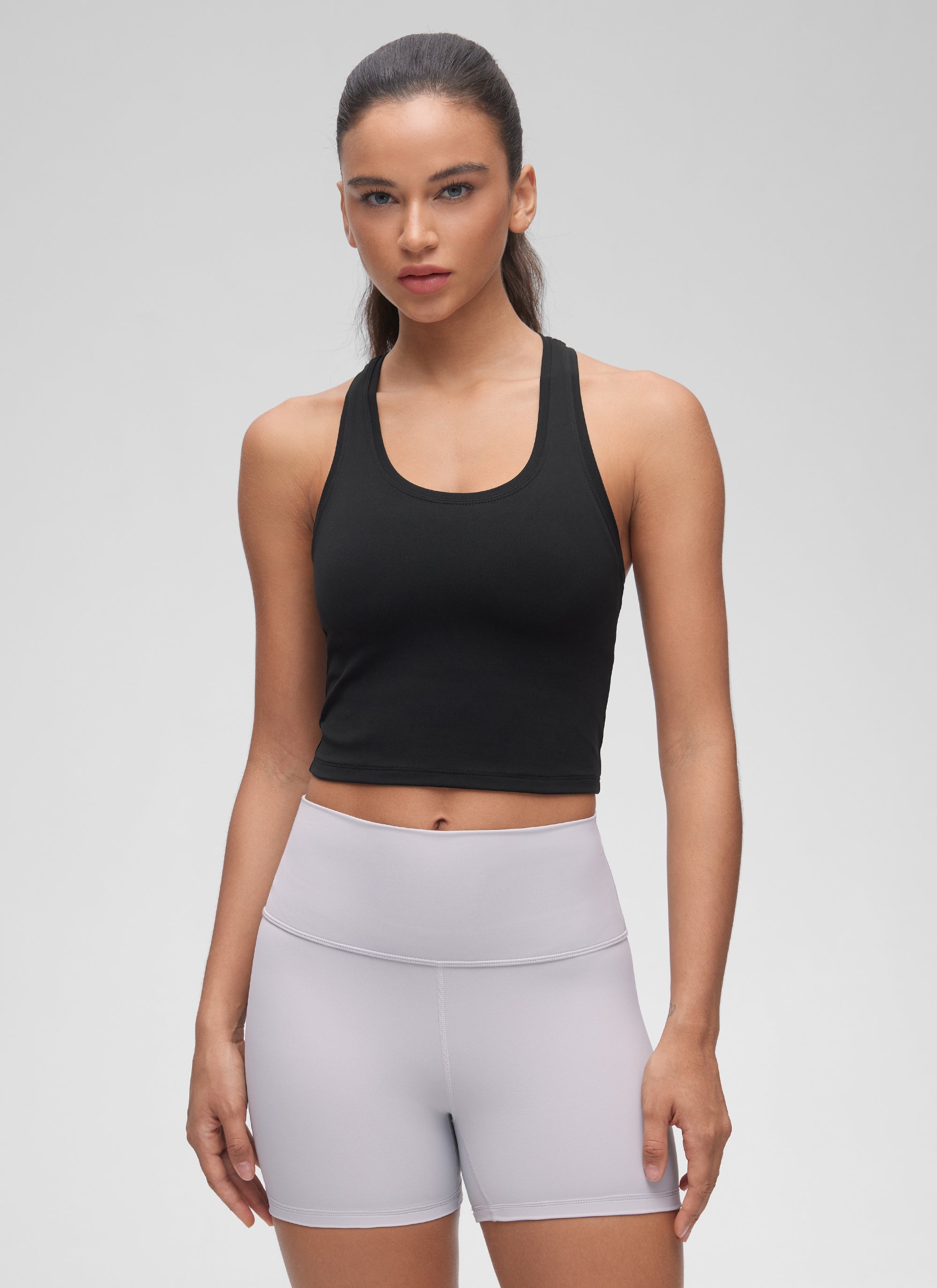 CRZ YOGA Mujer Tank Butterluxe Escote Redondeado y Espalda Racer Negro