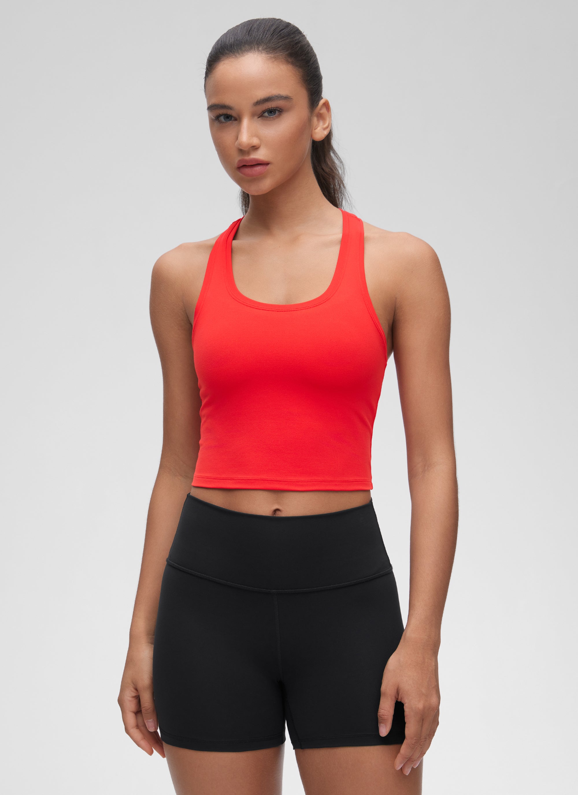 CRZ YOGA Mujer Tank Butterluxe Escote Redondeado y Espalda Racer Rojo Profundo