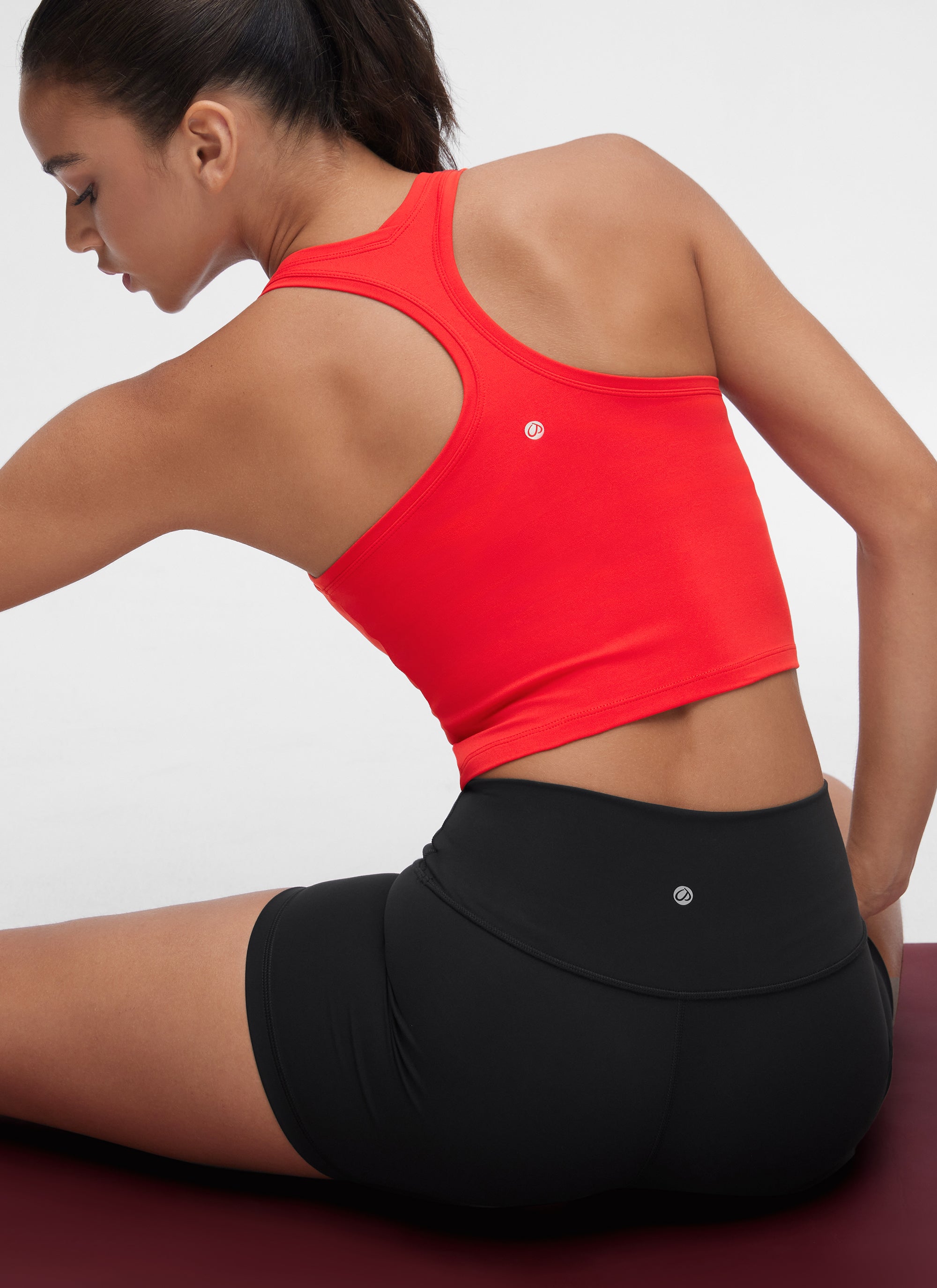 CRZ YOGA Mujer Tank Butterluxe Escote Redondeado y Espalda Racer Rojo Profundo