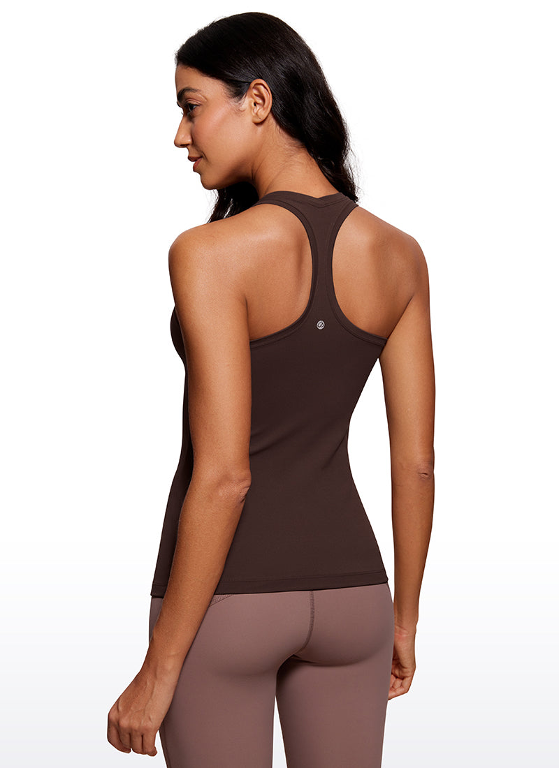 CRZ YOGA Camiseta sin mangas con espalda cruzada Butterluxe para mujer Marrón Fudge Caliente