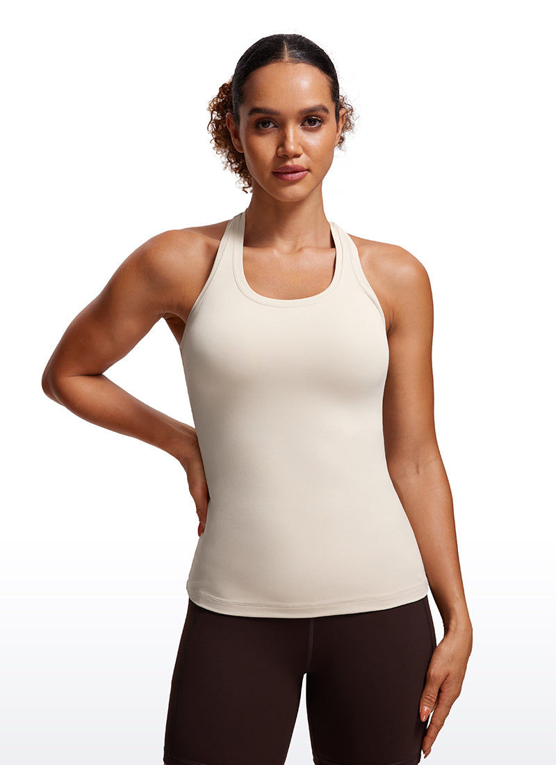 CRZ YOGA Camiseta sin mangas con espalda cruzada Butterluxe para mujer Bronceado Mojave