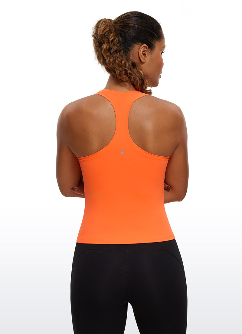 CRZ YOGA Butterluxe Camiseta sin Mangas con Espalda Cruzada para Mujer Naranja Neón