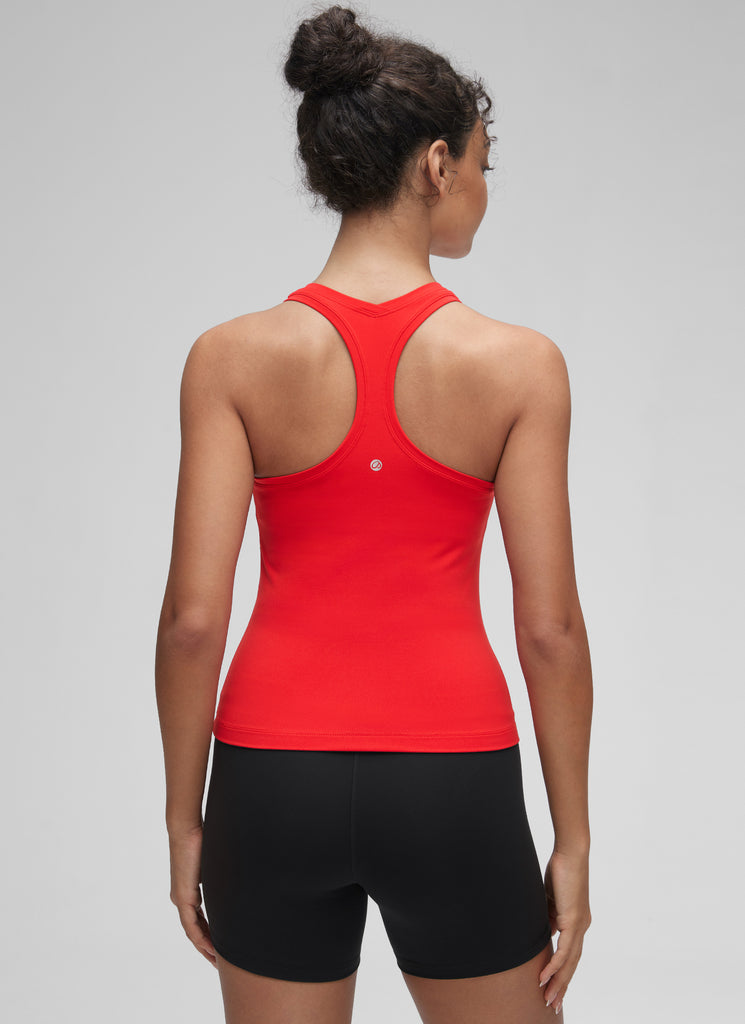 CRZ YOGA Butterluxe Camiseta sin Mangas con Espalda Cruzada para Mujer Rojo Profundo