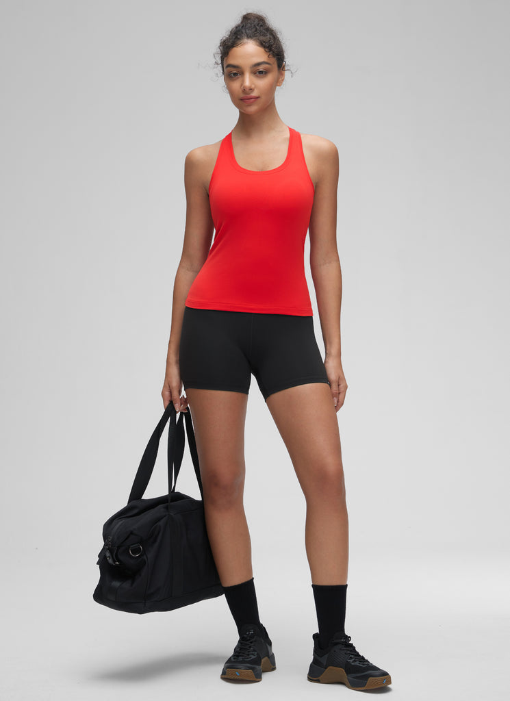 CRZ YOGA Butterluxe Camiseta sin Mangas con Espalda Cruzada para Mujer Rojo Profundo