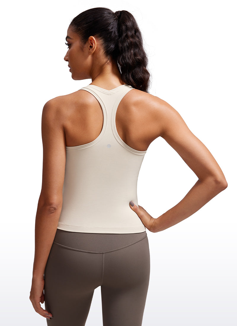CRZ YOGA Butterluxe Camiseta sin Mangas con Espalda Cruzada para Mujer Bronceado Mojave